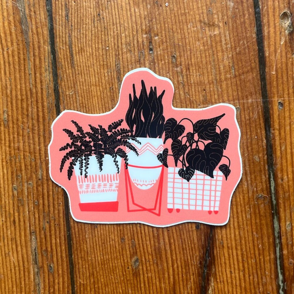 Pink Plants Vinyl Sticker - Picture 2 of 2